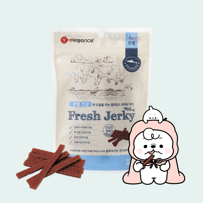 엘레강스펫 강아지 저알러지 가수분해 간식 프레쉬 져키, 관절건강, 120g, 10개