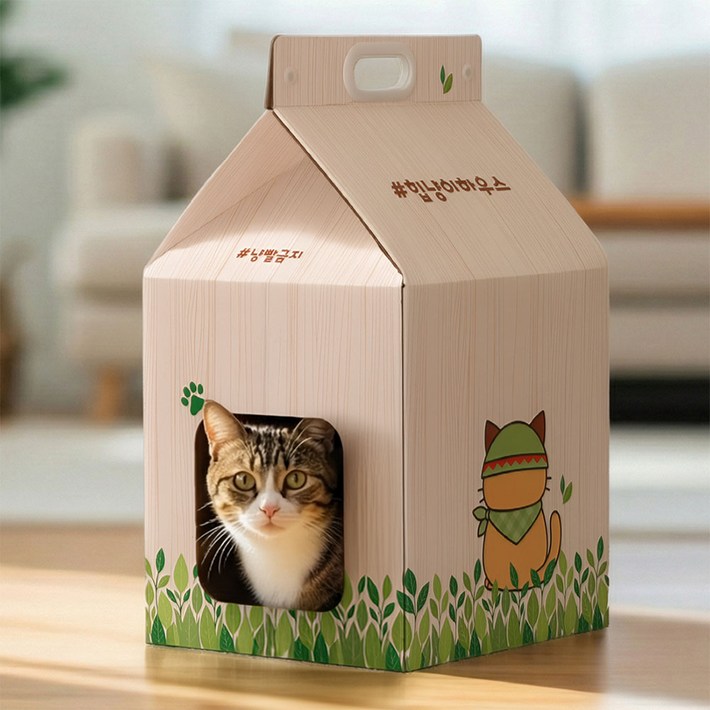 브라운룸 고양이 스크래쳐 숨숨집 박스집 하우스