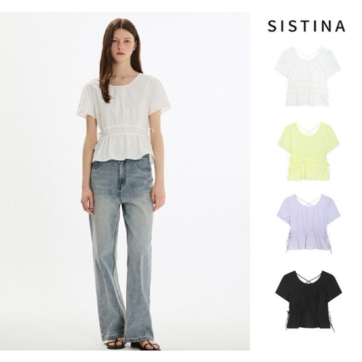 SISTINA 인기 백 스트랩 코튼 블라우스AWWBLP21050LV 2026146