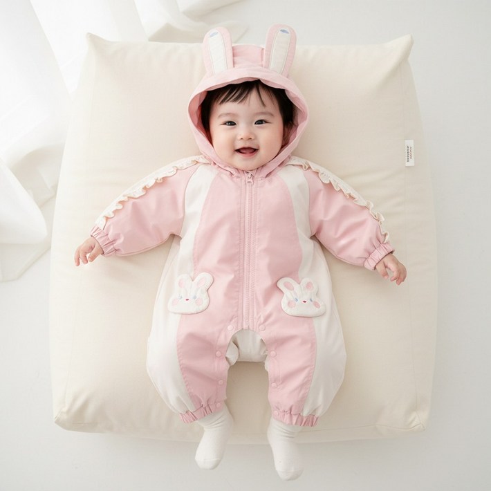 몽실이 래빗 후드 화섬 우주복 유아 아동 여아 가을 봄 점프수트 자켓 토끼 귀달이 외출복