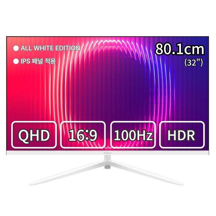 뷰싱크 32인치 QHD 슬림베젤 화이트 모니터 100Hz 게이밍 사무용 멀티 하이브리드, VSO321Q 일반, 80.1cm