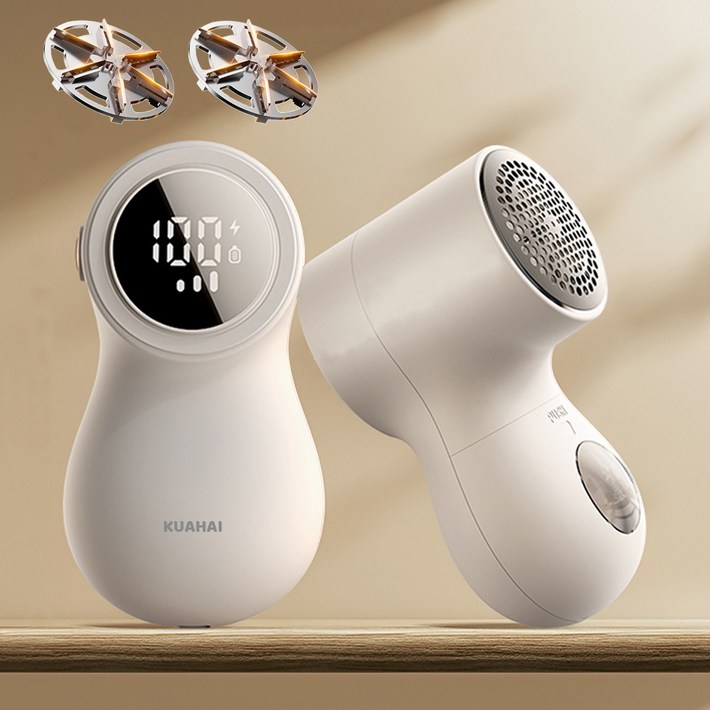 UFORU 6중날 옷 보풀제거기 1위 3단조절힘 LCD디스플레이전기량  휴대용 충전식 보풀제거기 lint remover