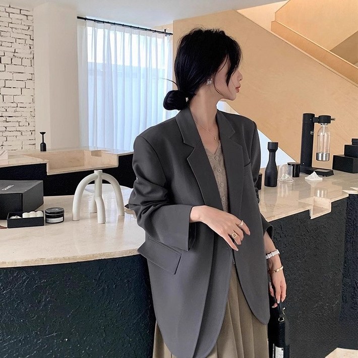 여성 봄가을 캐주얼 정장 재킷 코트 루즈핏 오피스룩 정장