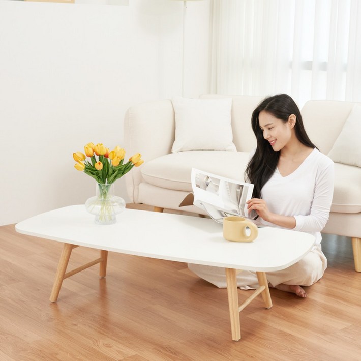 로커스 거실 테이블 소파 좌식 식탁 탁자 접이식 원목 테이블 80x50 1