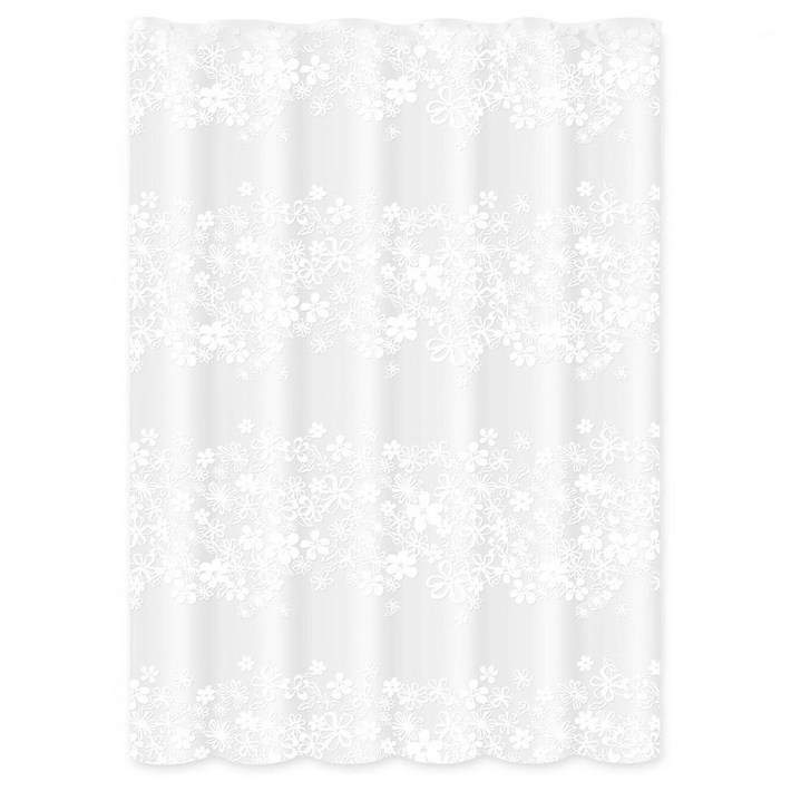 투데이리빙 플라워 방수 샤워 커튼 곰팡이 방지 욕실 가림막 곰팡이 방지 커튼봉 압축봉 무타공 봉세트  커튼링 12개 포함