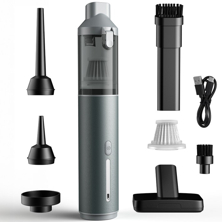 Zaxnouvi 무선 핸디형 미니 청소기 16000Pa 초강력 흡입 4in1 차량용 휴대용 에어건, 블랙 그레이, VAC1031