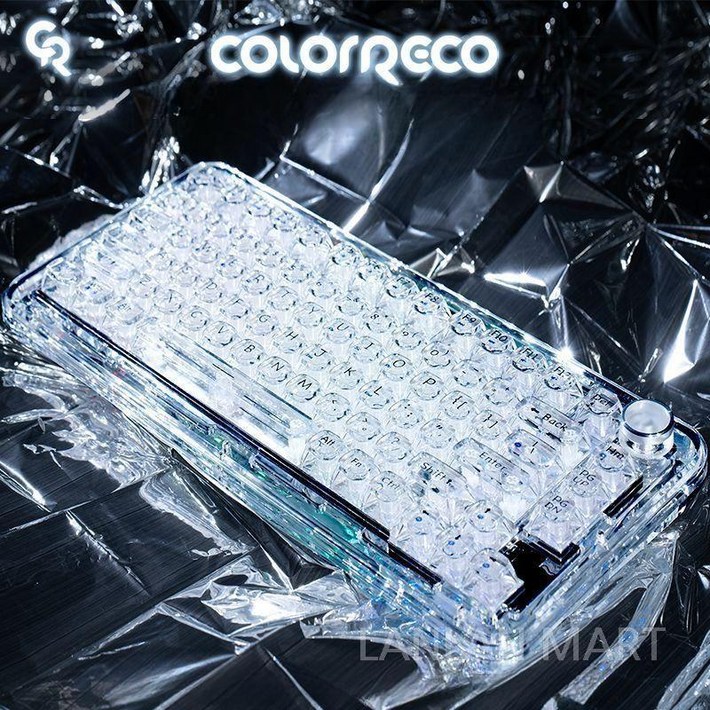ColorReco 투명 크리스탈 기계식 얼음 키보드 맞춤형 3모드 투명키캡 블루투스