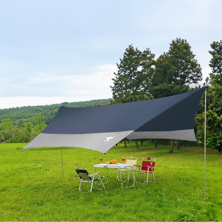 K4Camp 아웃도어 NEW 육각 헥사타프 소형 중형 대형 타프 그늘막, 차콜