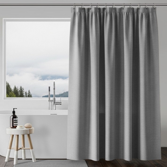 욕실 패브릭 샤워커튼 화장실 방수커튼, 그레이, 1개