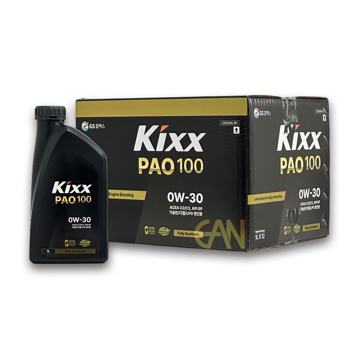 킥스파오 Kixx PAO 100 0W30 구 PAO1 0W30 가솔린 디젤 LPG 겸용 엔진 오일, 0w30, 12개, 1L