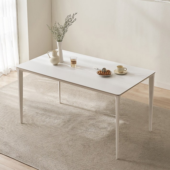 스칸디아 뉴어 화이트 포세린 통세라믹 식탁 테이블 4인용 6인용, 화이트