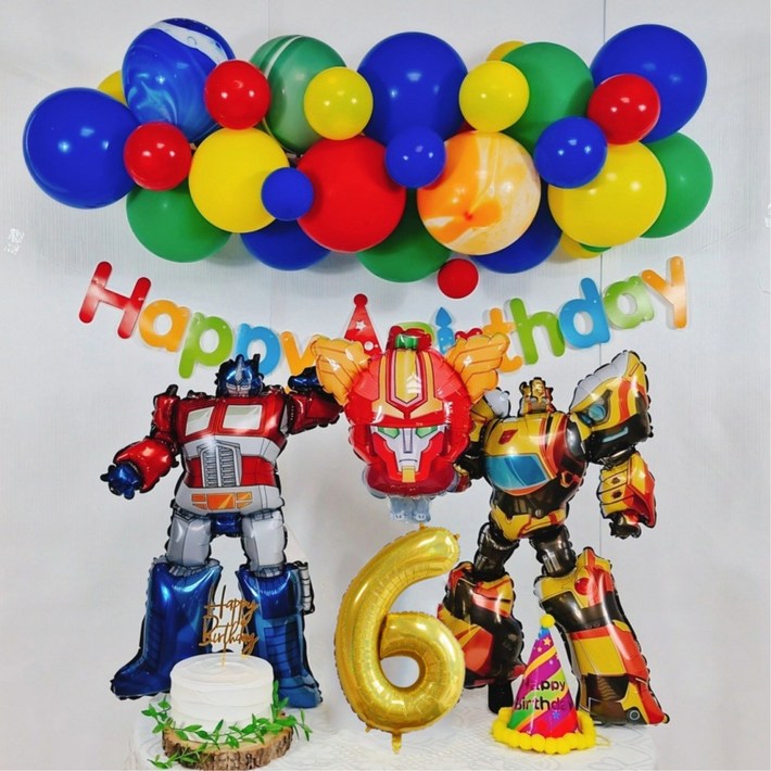 스마일파티 헬로 카봇 로봇 풍선 생일파티세트, 1세트, 6세