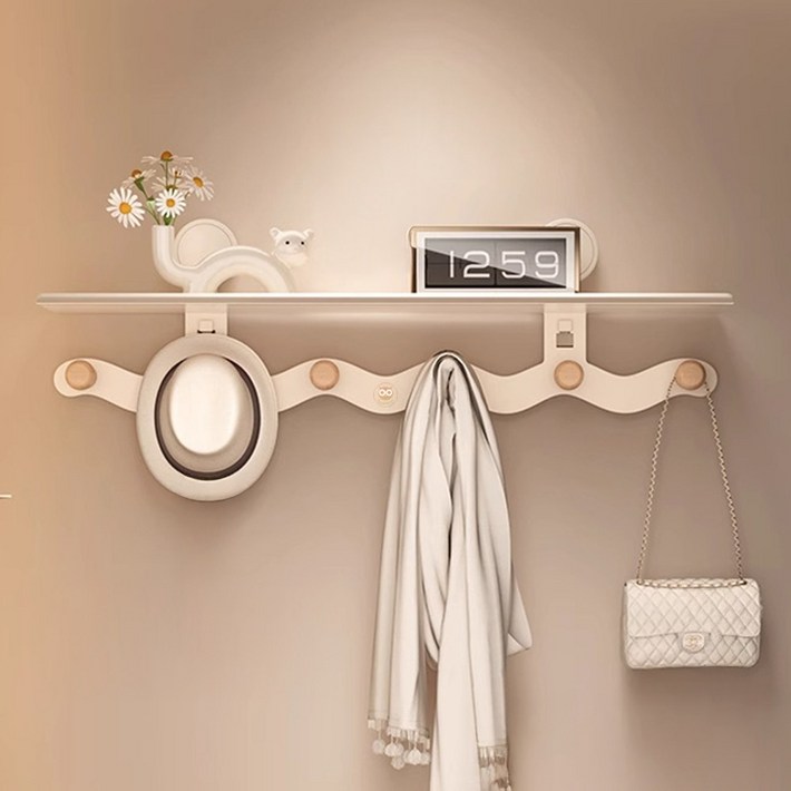 아워후 흡착식 우드볼 다용도 벽 옷걸이 행거 벽걸이 선반 후크