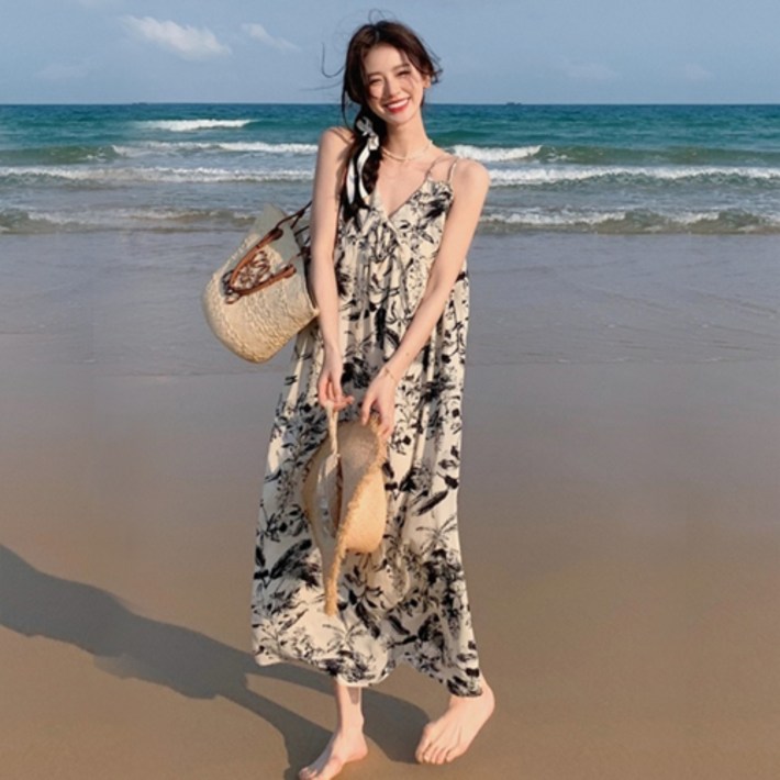 NAERSI 여름 프라워 나시 비치원피스 NAERSI 여름 프라워 나시 비치원피스
