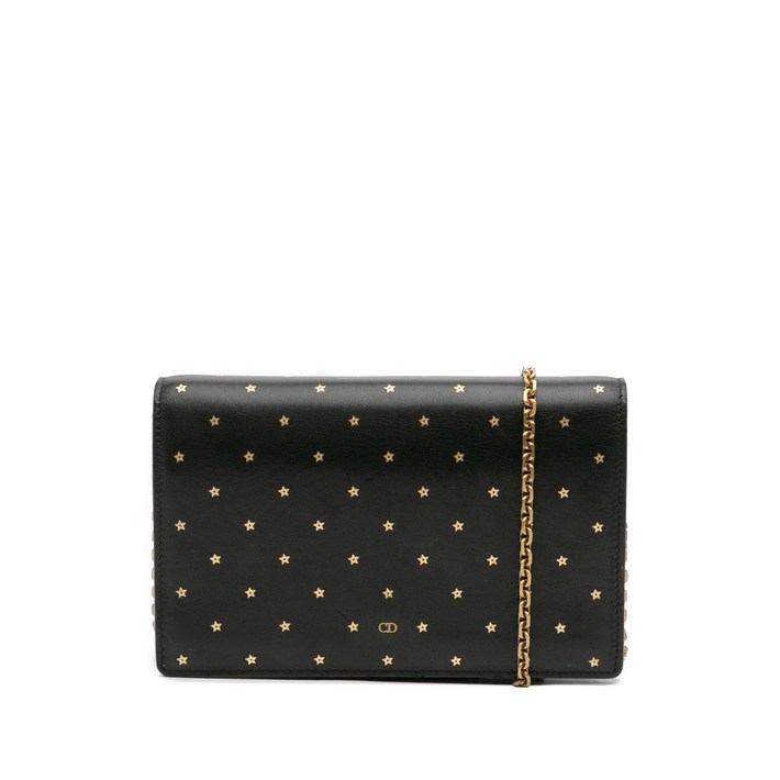 크리스찬 디올 중고 2017 카프스킨 엠보스드 스타 체인 지갑 크로스 백