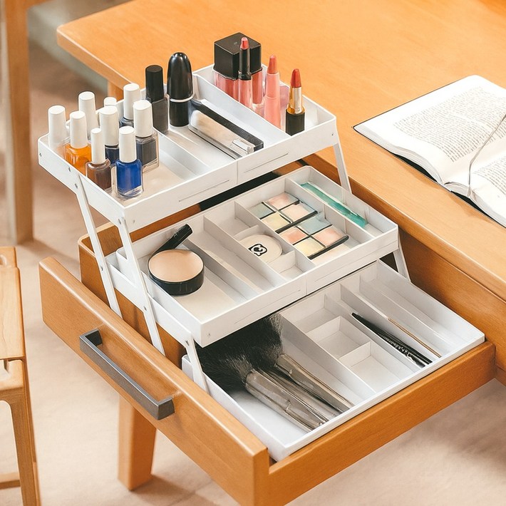 홈비 공간창조 펼치는 책상 화장대 옷장 서랍정리함, 3단 양날개형, 1개