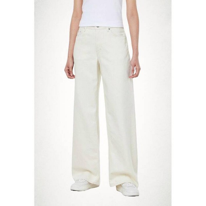 캘빈클라인 진 여성 로우라이즈 배기핏 화이트진 린넨 청바지 47C721G 1446006