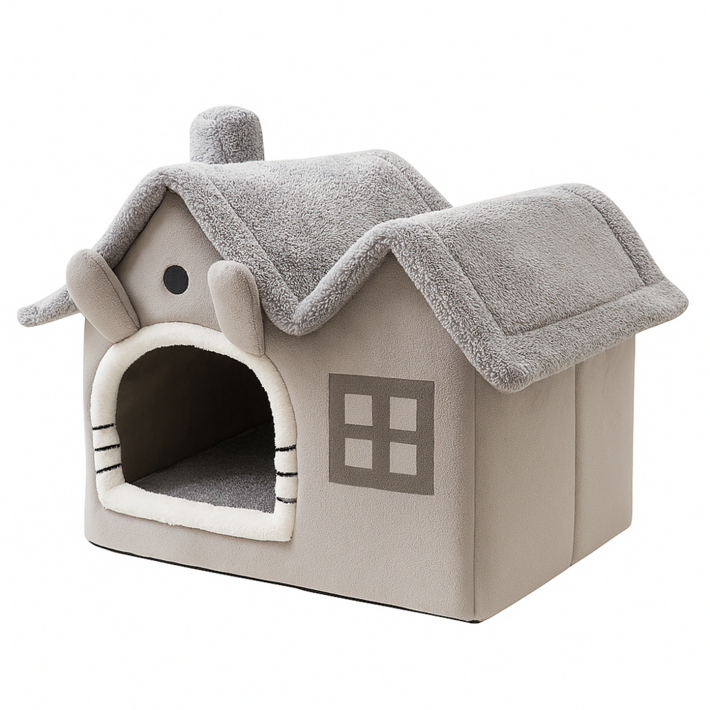 새코밍 귀여운 더블탑 쿠션하우스, 그레이, 1개