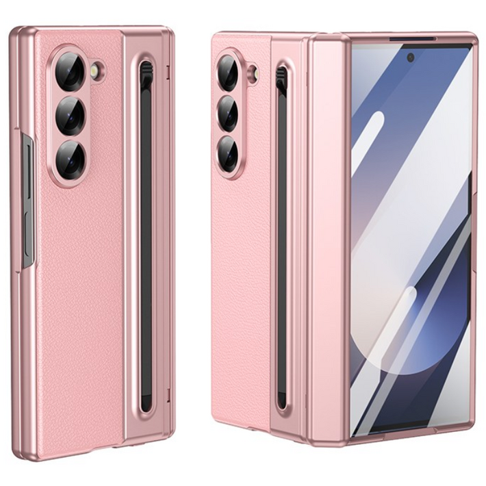 YINUO 갤럭시 Z 폴드3 4 5 6 7 힌지보호 가죽케이스with S펜