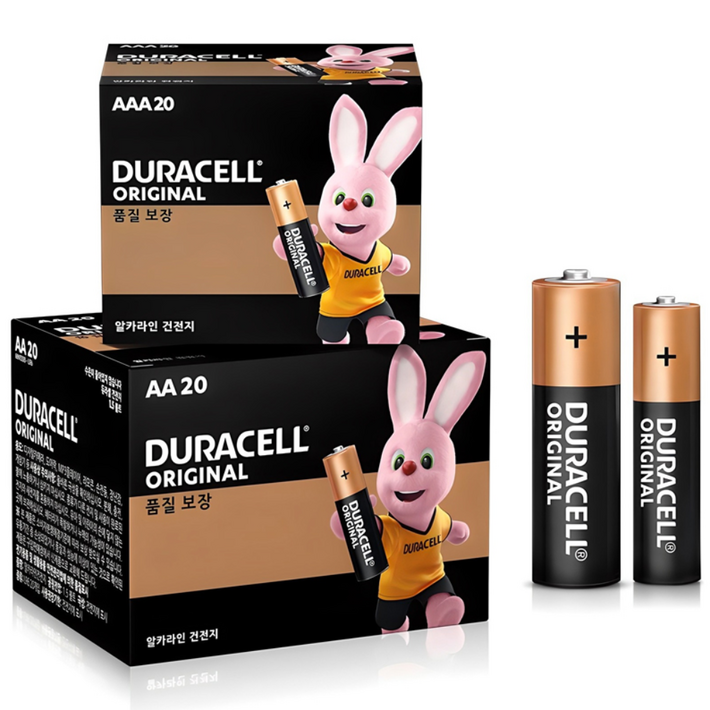 듀라셀 오리지널 알카라인 AA 건전지 20p  AAA 건전지 20p
