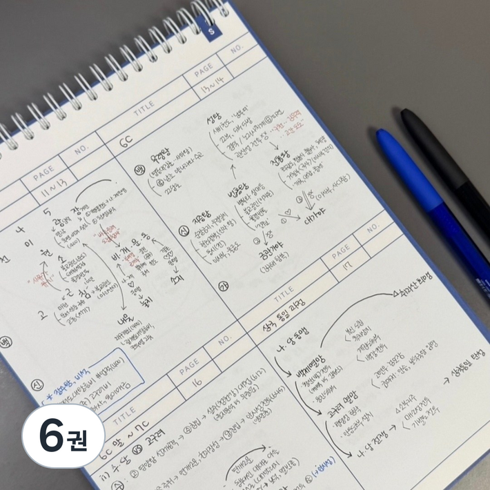 컬러미블루 링 시그니처 노트 모눈, 줄, 2분할, 보카, 복습, 오르리, 코넬, 풀이, 6권