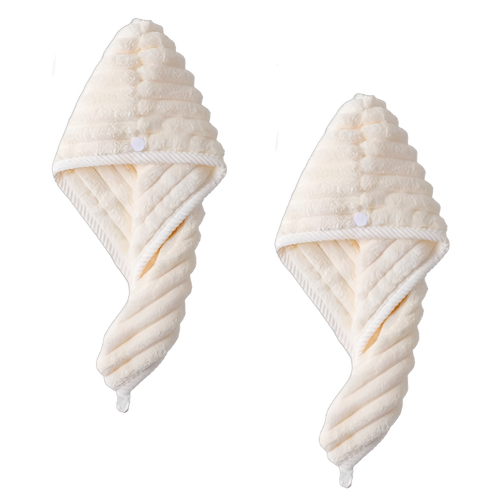 꾸지 초강력 흡수 헤어 타월 25 x 65 cm, 아이보리, 2개