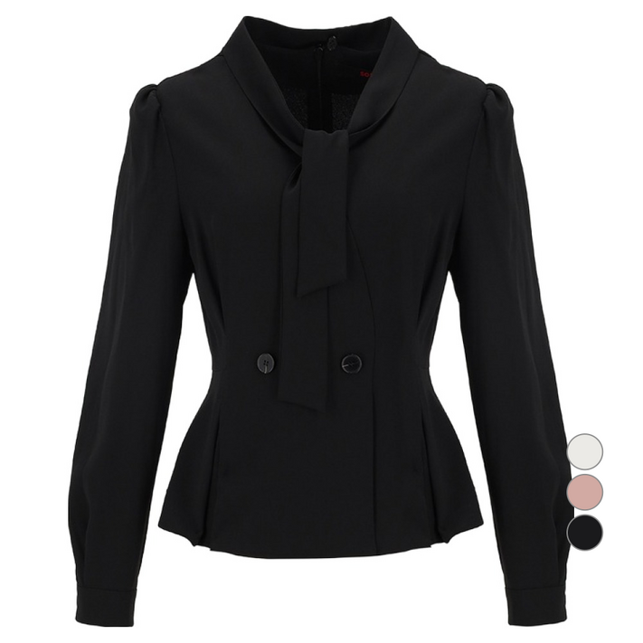 숲 여성용 타이 페플럼 블라우스 SA9LS36