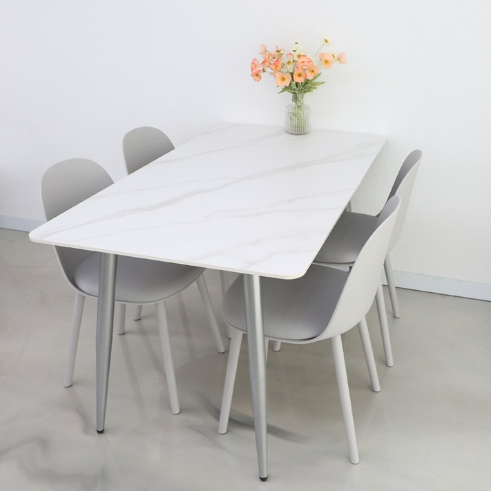 참갤러리 마로니 1400 4인용 세라믹 직사각 식탁  의자 4p 세트 방문설치