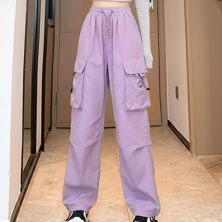 라라티나 여성용 바렌토 카고 빅포켓 와이드 스트링 팬츠