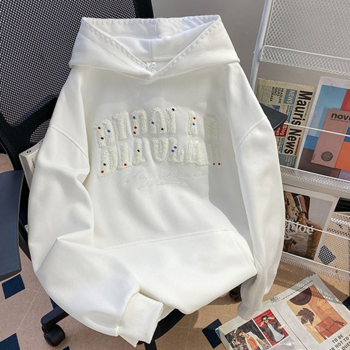 어썸풀 여성용 모라비스 레터링 자수 후드티 A25FT081102