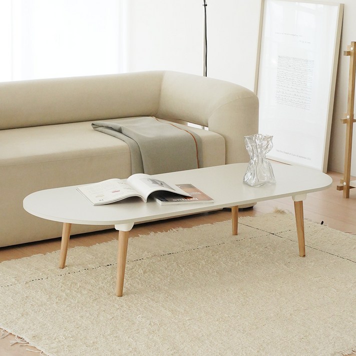 레몬트리 국내제조 E0 LPM 우드 접이식 타원형 900 테이블, 실버 그레이