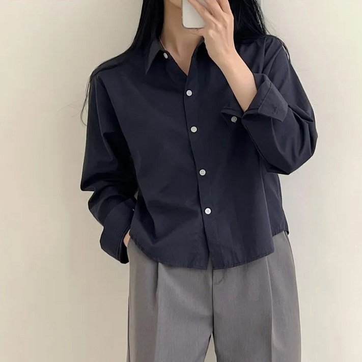 쪼예 데일리 코디템 루즈핏 세미 크롭 긴팔 셔츠 쪼예 데일리 코디템 루즈핏 세미 크롭 긴팔 셔츠