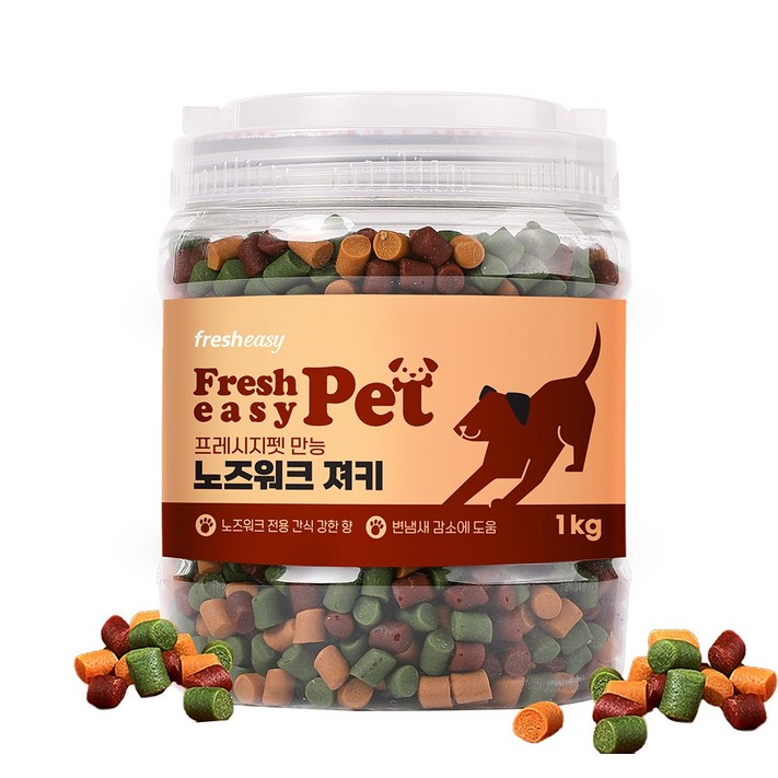 프레시지펫 강아지 간식 만능 노즈워크 져키, 1개, 1kg, 혼합맛닭고기오리고기