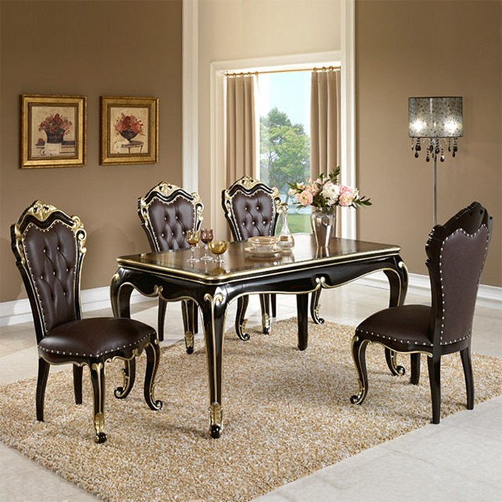 유캐슬 벤티 엔틱 원목 4인용 식탁세트 1500 테이블의자4, 단품