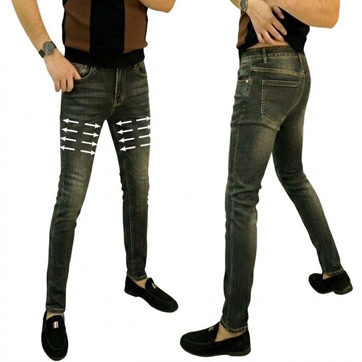 빈티지 슬림핏 데님팬츠 남자 청바지 워싱 청 슬림스키니핏