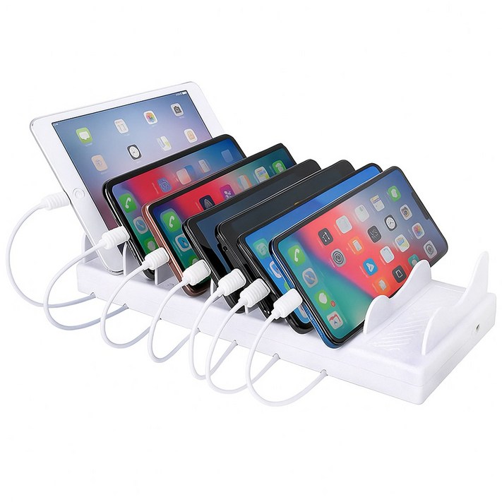 팝폰 7포트 확장가능 테이블오더 화재방지 업소용 초고속 멀티충전기 TC71, TC71 아이보리, 1개
