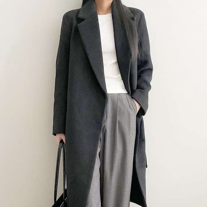 디아웃핏 여성 고급 울 롱 코트 베티 루즈핏 오버핏 싱글 겨울
