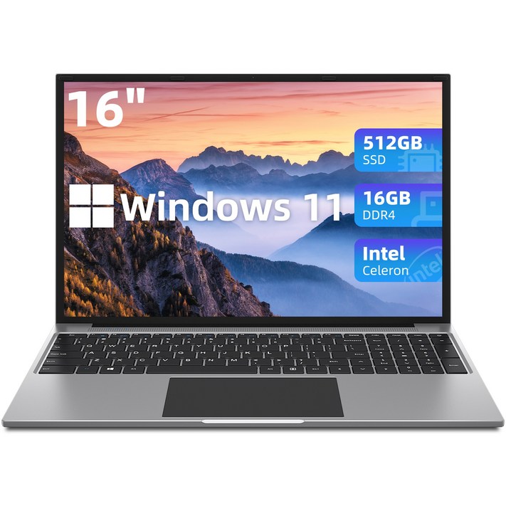 점퍼 노트북16인치DDR4 16GSSD 512G가성비노트북슬림업무용FHD IPS사무용그레이, WIN11 Home, grey, 16GB, 512GB, 노트북