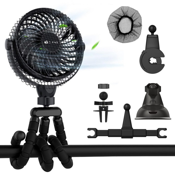 유모차 선풍기 무선 휴대용 캠핑 선풍기 써큘레이터 거치대 5종 세트 증정, 1개