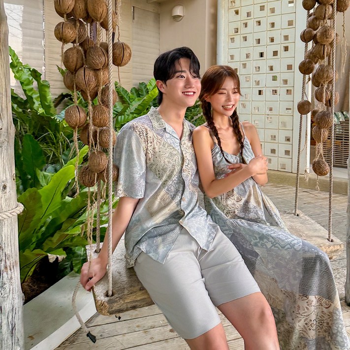 4477 렘봉간 휴양지 커플룩 신혼여행 여름 바캉스 허니문 하와이안 시밀러룩