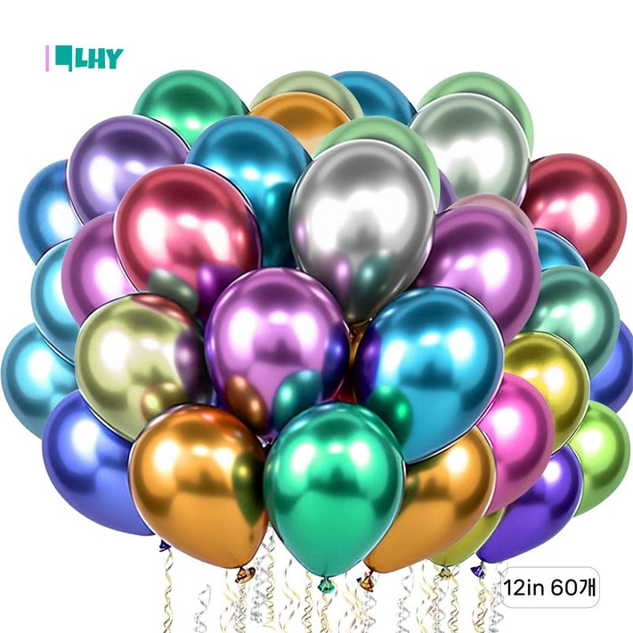 LYRHIX,풍선,생일축하 파티풍선,펄풍선,메탈풍선,펄 풍선,크리스마스 풍선, 60개, 믹스