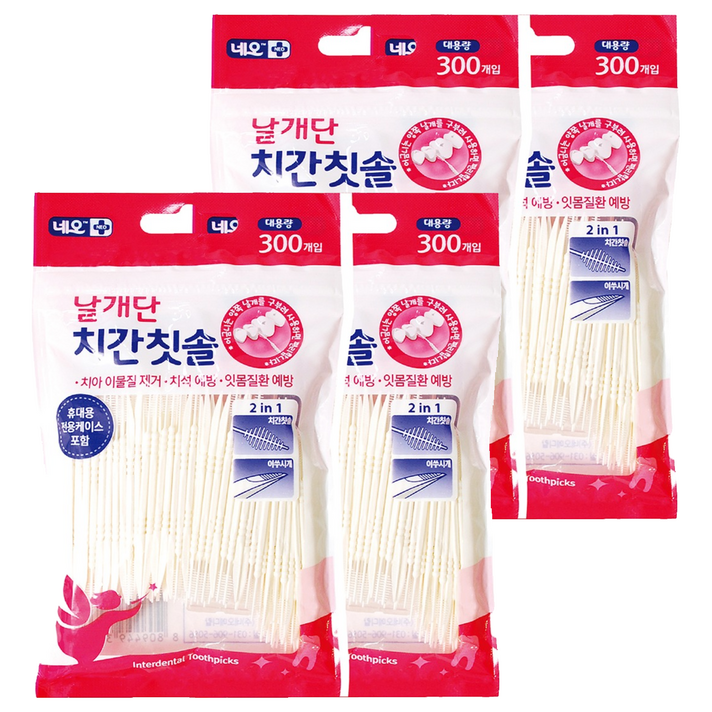 네오 메디칼 날개단 치간칫솔, 300개입, 4개