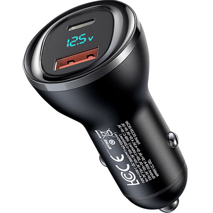 맥도도 95W 디스플레이 2포트 PD PPS QC3.0 차량용 고속충전기, 블랙, CC567