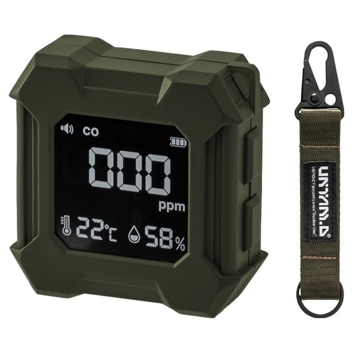 벤딕트 언템드 차박 캠핑 가스 누설 감지 일산화탄소 경보기 랜야드 세트, 1세트, 카키