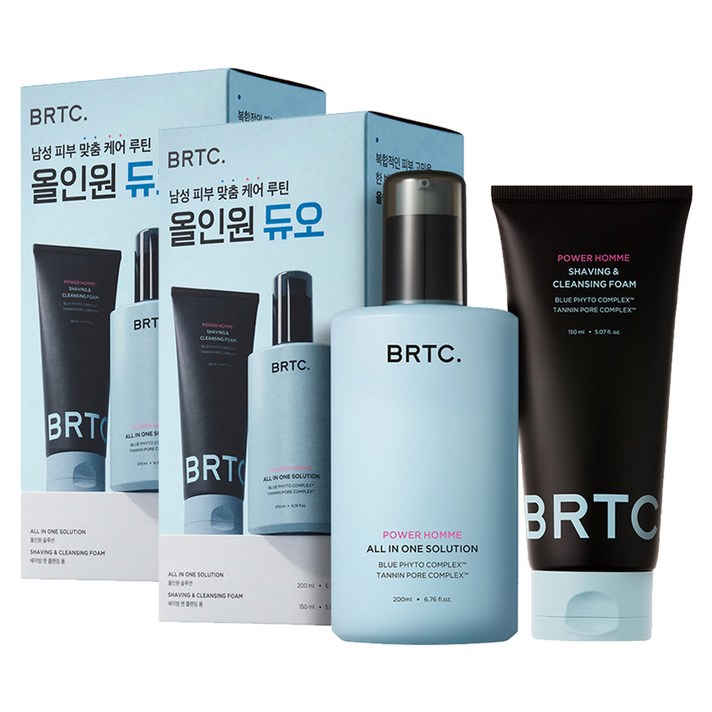 비알티씨 파워 옴므 듀오 올인원 200ml 클렌징 폼 150ml 세트, 350ml, 2개