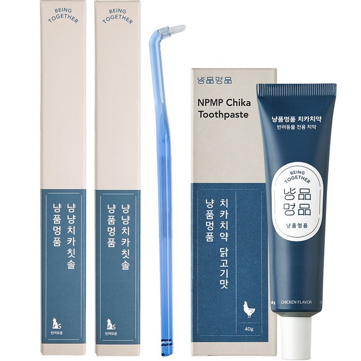냥품멍품 냥냥 고양이 치카칫솔 2p 치카치약 닭고기맛
