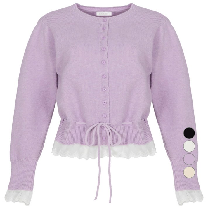 부루앤쥬디 여성용 리본 레이스 배색 가디건 BOSACD510B