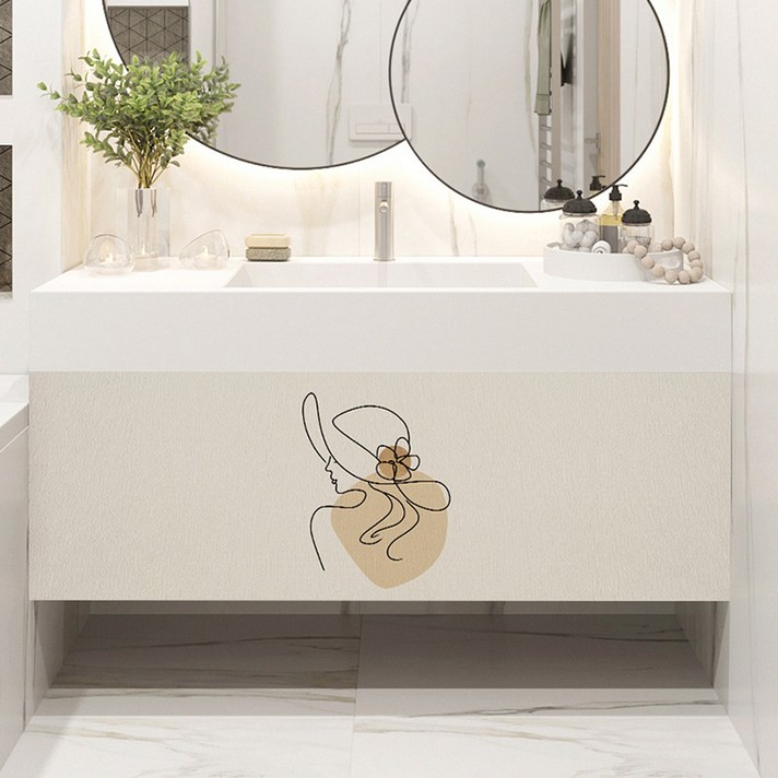 아티홈 플라워 방수 와이드 벨크로 캐비닛 커튼