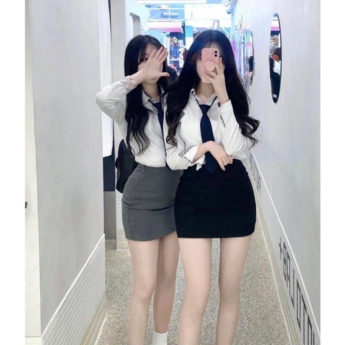 유콩샵 너가 찾던 그 교복핏 기본 미니스커트 교복치마 슬림 착붙핏 2color