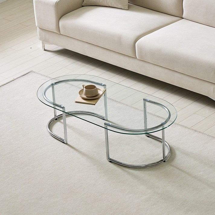 스페이스룸 클리어 강화유리 소파테이블 낮은 좌식 거실 테이블